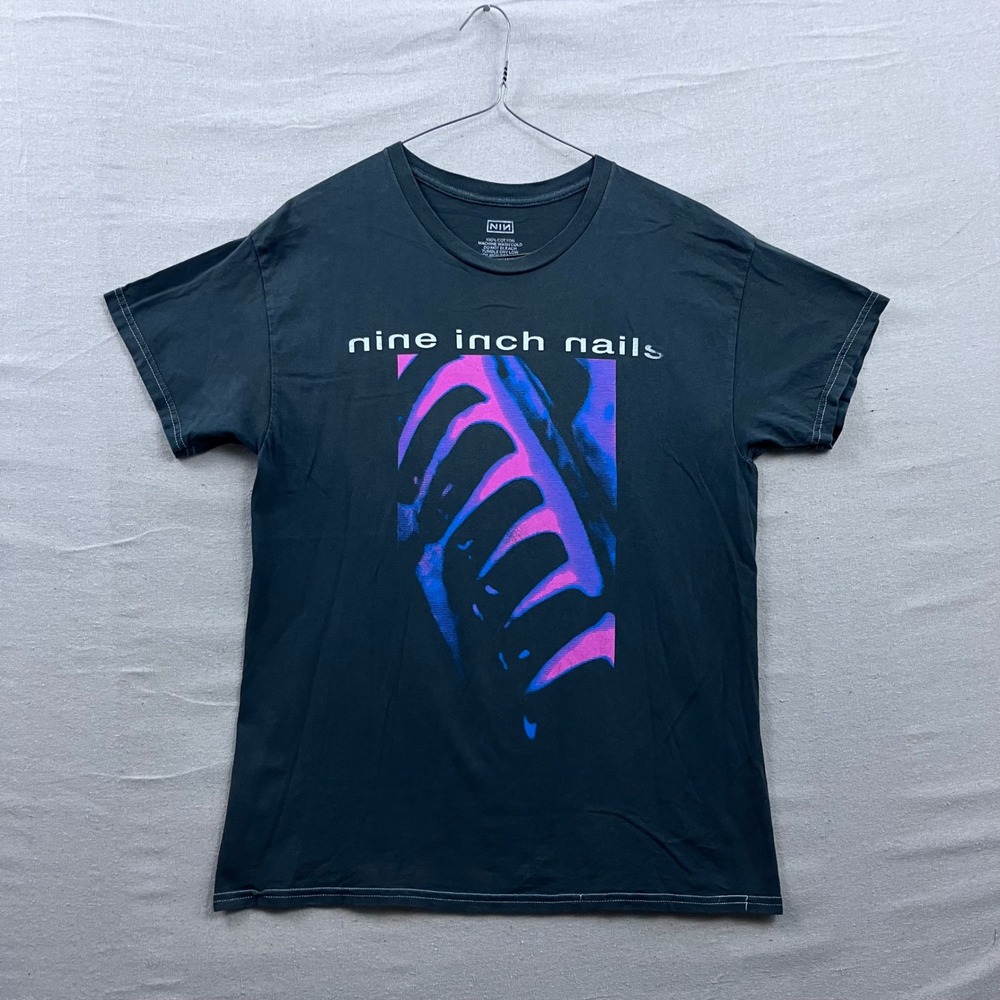 Nine Inch Nails T Shirt Mens M/L Black Graphic Band Tee Abstract Ribcage NIN